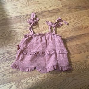 Lelis rust colored tie shoulder tank blouse.